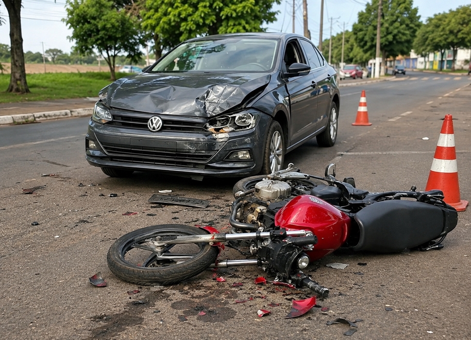 Motociclista sem CNH fica ferido após colisão frontal na rua Carajás, em Cacoal, RO