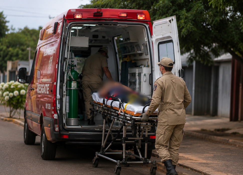 Mulher é socorrida pelos bombeiros após discussão com marido