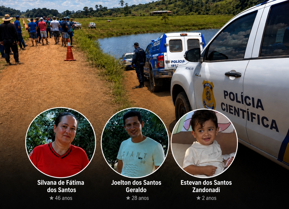 Três pessoas da mesma família morrem afogadas em represa, em Alta Floresta do Oeste, RO