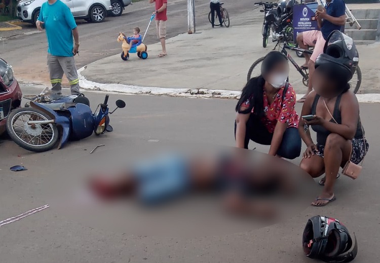 Condutor de Biz sofre fratura exposta em acidente no Setor 02, em Jaru, RO