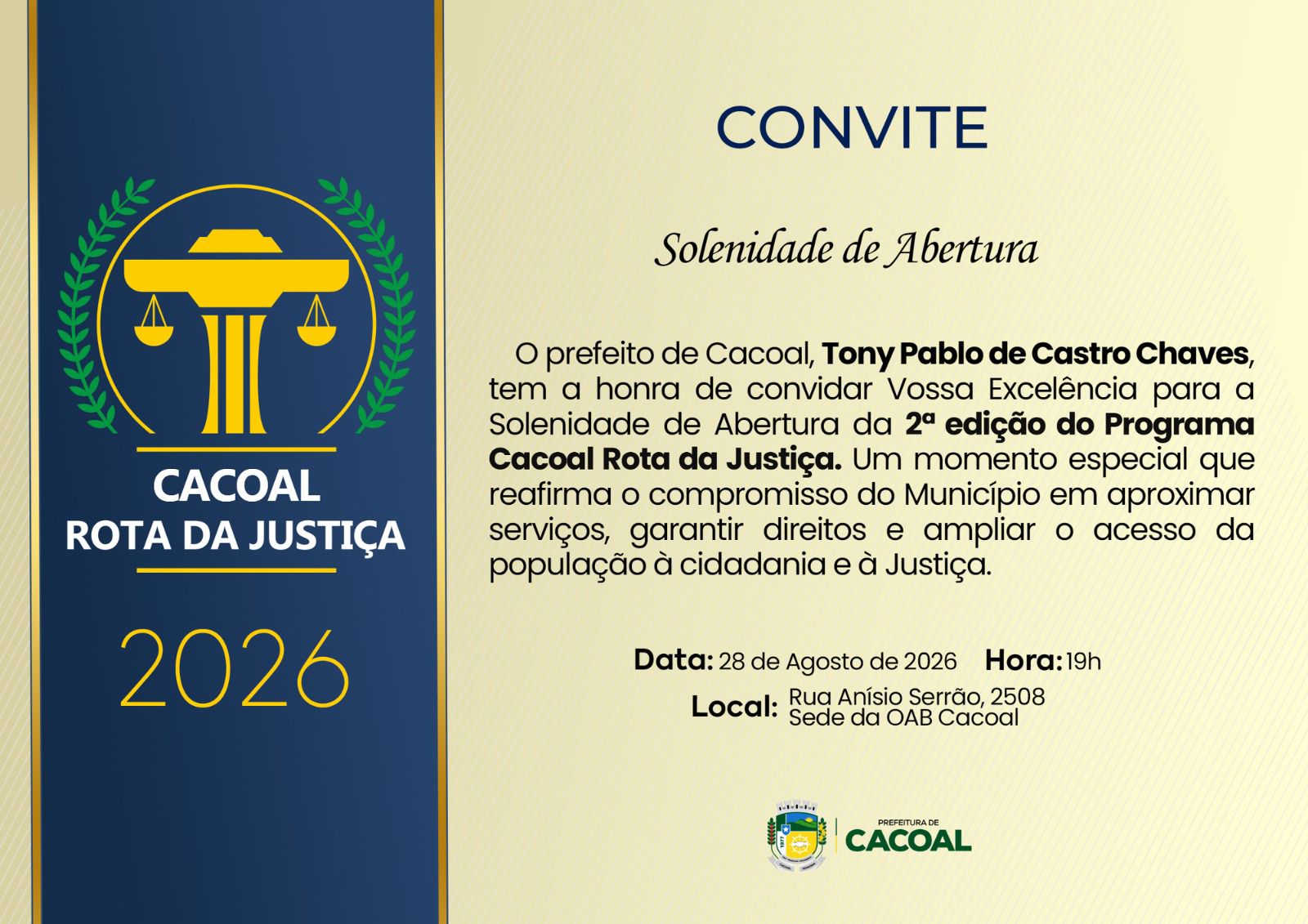 Cacoal abre 2ª edição do programa Rota da Justiça hoje
