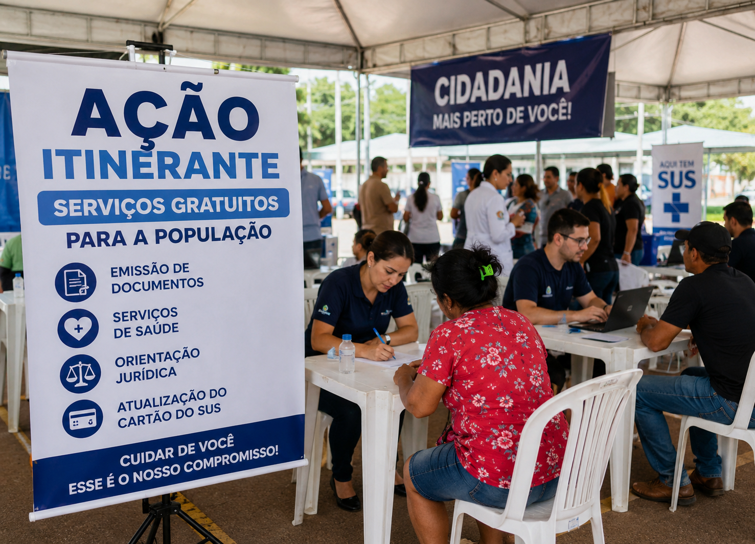 Ação itinerante oferece serviços gratuitos à população de Cacoal, neste sábado, 29 de agosto