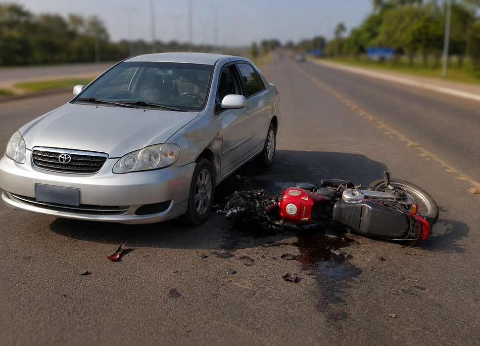 Motociclista sofre ferimento no pescoço após colisão com carro em Cacoal, RO
