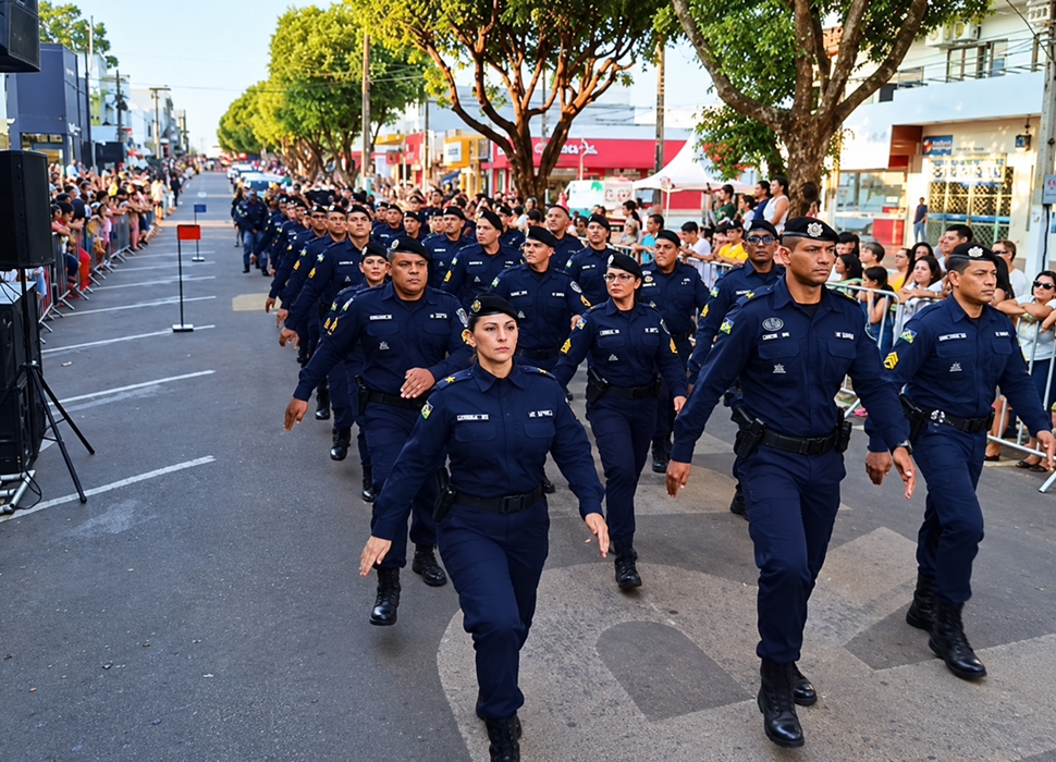 Desfile de 7 de Setembro reúne famílias na avenida Porto Velho, em Cacoal, RO