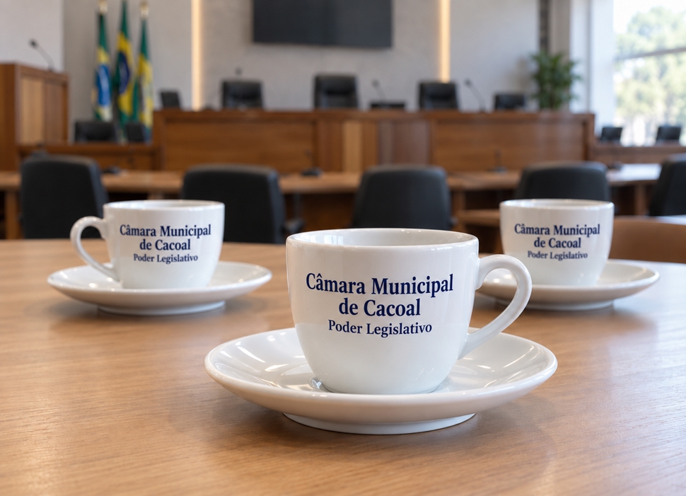 Câmara de Cacoal abre contratação para comprar xícaras de porcelana personalizadas