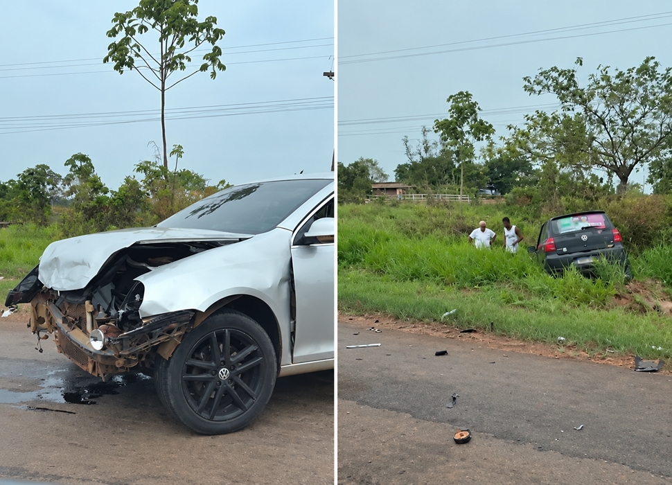 Colisão entre dois veículos é registrada na RO-383, em Cacoal, RO
