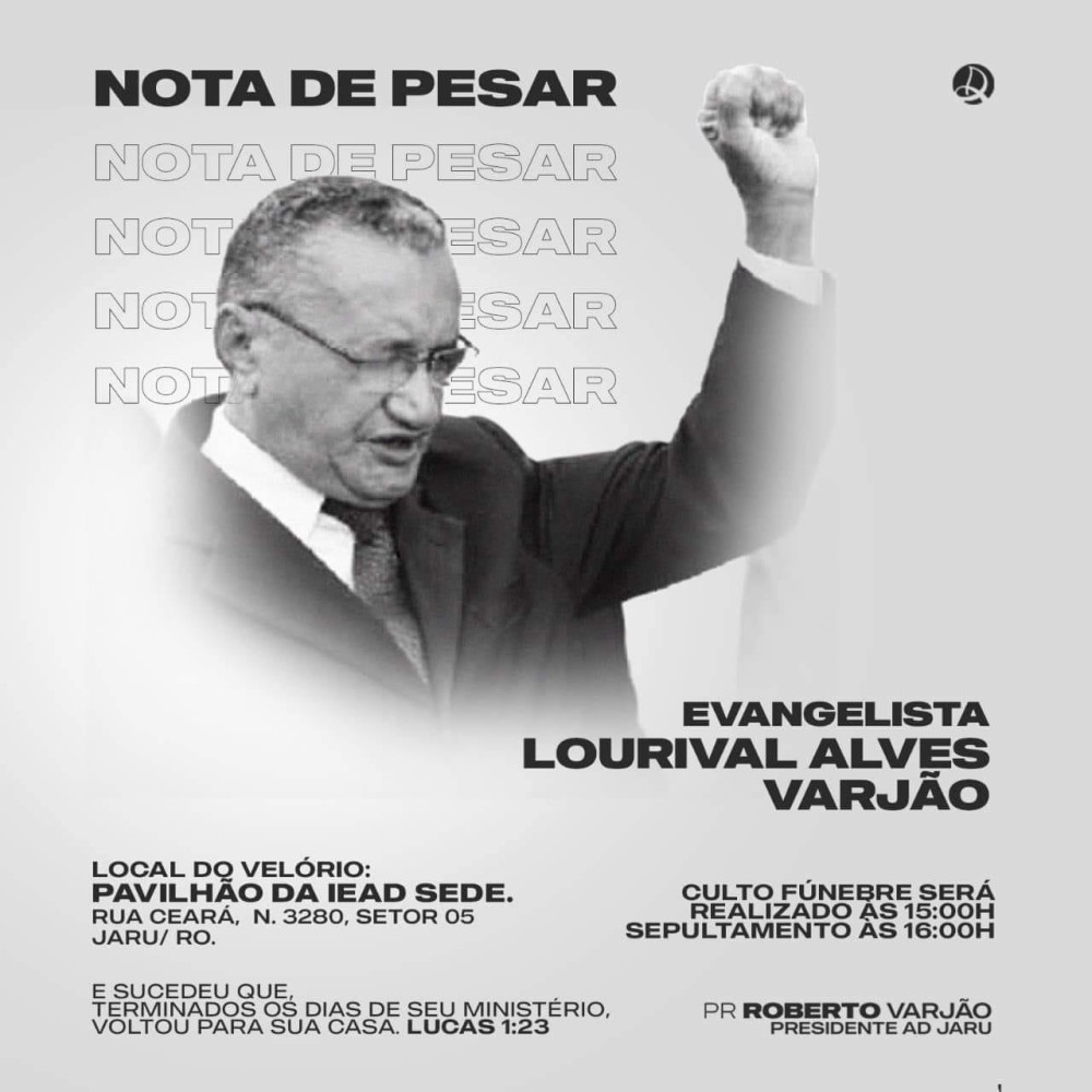 Lourival Alves, pai do pastor Roberto Varjão da IEADJAR, morre nesta quinta-feira, 15