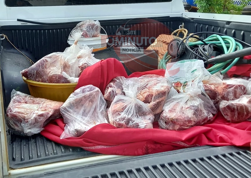 Trio é preso após furto de TV e mais de 100 kg de carne, em residência e Jaru, RO
