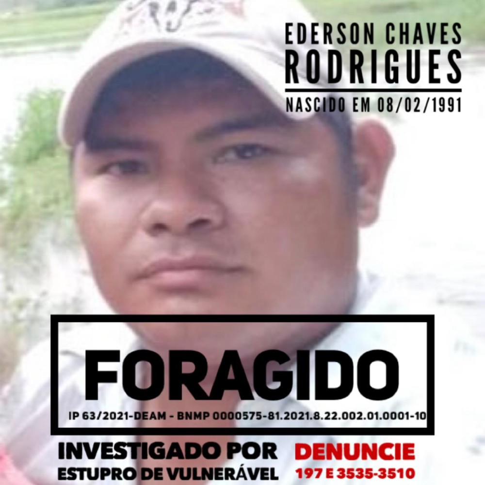 Delegado de Ariquemes, RO pede a população que ajude denunciado acusado de estupro de vulnerável, foragido