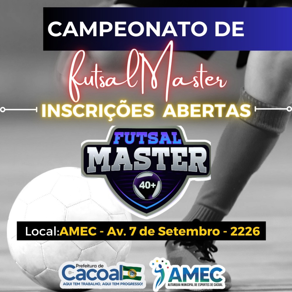 Abertas as inscrições do Campeonato de Futsal Master 40+