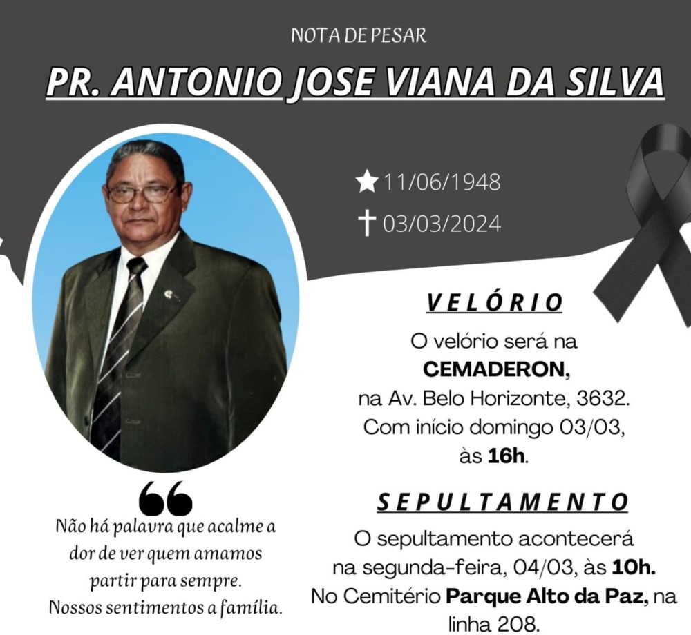 Morre pioneiro cacoalense Antônio José Viana da Silva, aos 75 anos