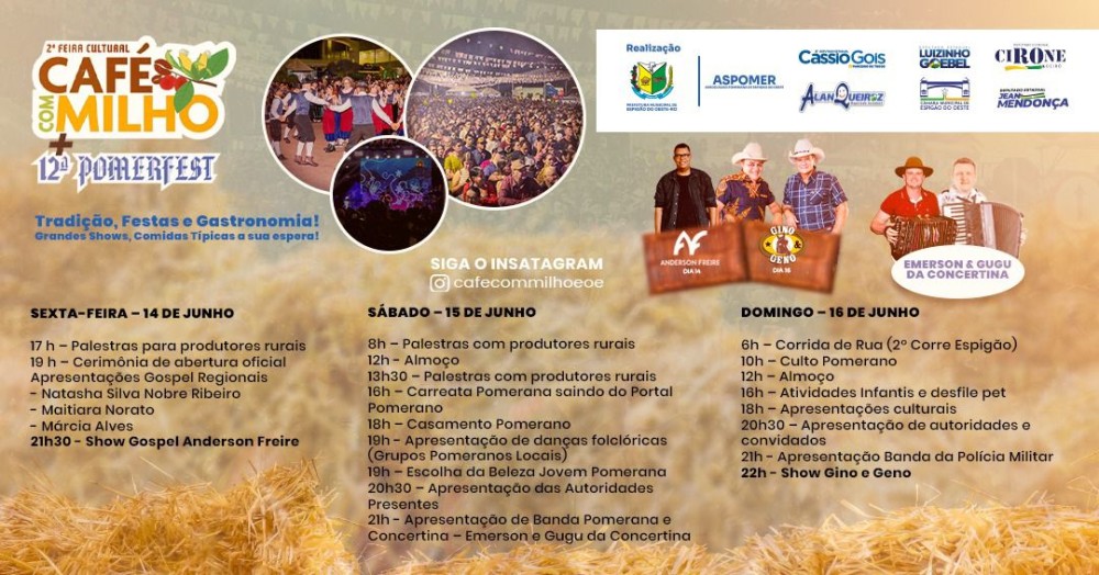 Deputado Cássio Gois fortalece cultura e história em Espigão do Oeste com apoio à Feira Cultural Café com Milho e Pomerfest