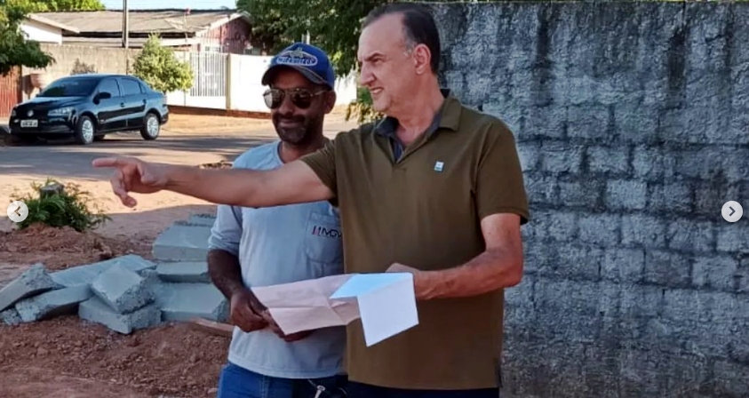 Prefeito Vanderley Tecchio vistoria obras e fala de transformações em Alvorada do Oeste, RO