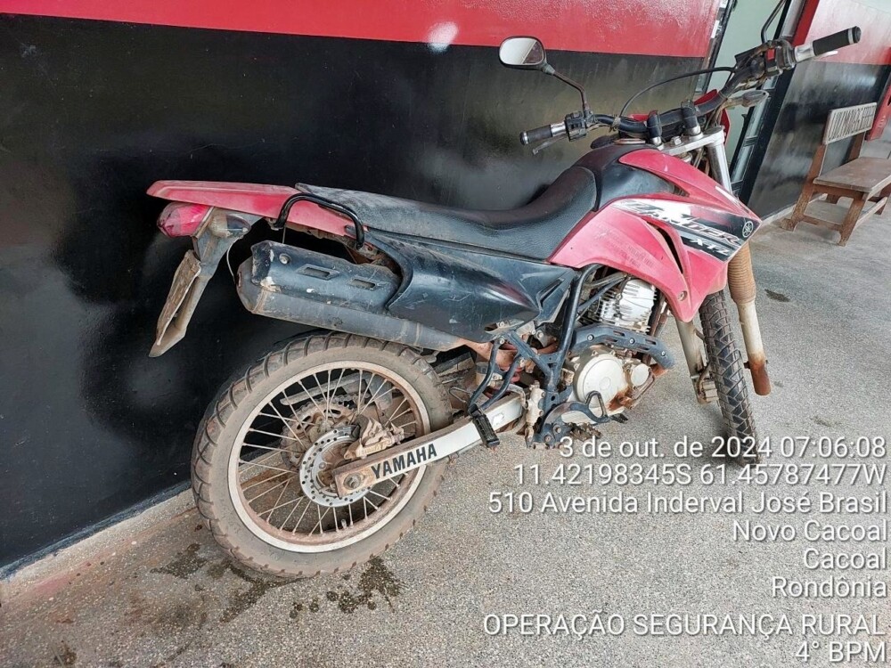 Motocicleta furtada no Greenville é recuperada em menos de seis horas pela PM de Cacoal