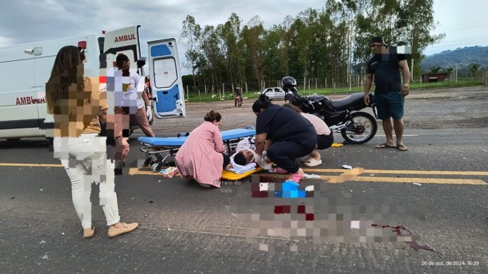 Motociclista que caiu na BR-364, próximo a Casa da Uva em Médici, está em estado gravíssimo