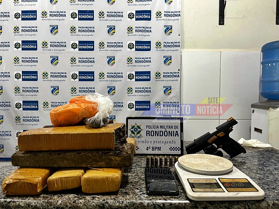 NI do 4º Batalhão, prende casal com arma de fogo e mais de 6 kg de maconha em Cacoal